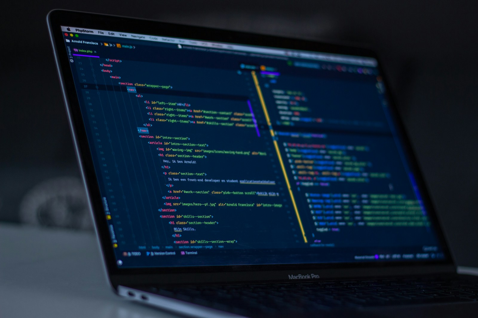 Eufori Act – Decision and Action Layer Laptop screen with colorful code lines, representing automation and logic.